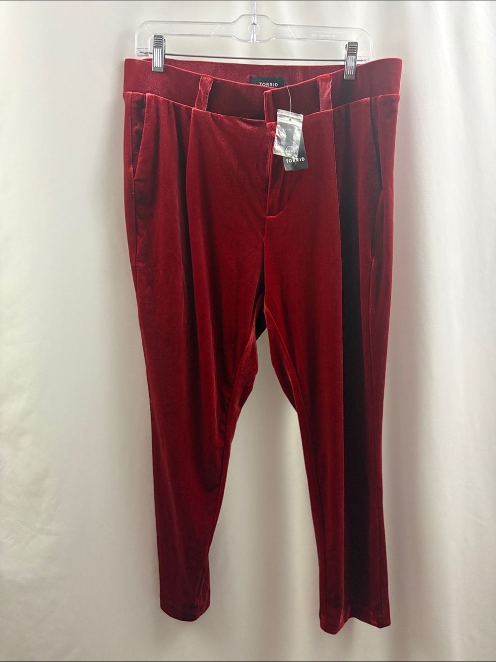 NEW Torrid Velvet Velour Burgundy Maroon Reed Pants, Size 12R NWT